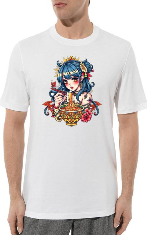 _Anime Girl Eating Ramen Stickers & Merch - Unisex Standard T-Shirt