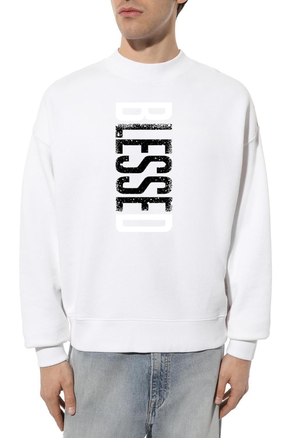 _Blessed_ Vertical Grunge Typography - Unisex Sweatshirt