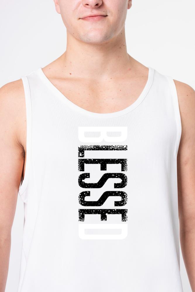 _Blessed_ Vertical Grunge Typography - Unisex Tank Top