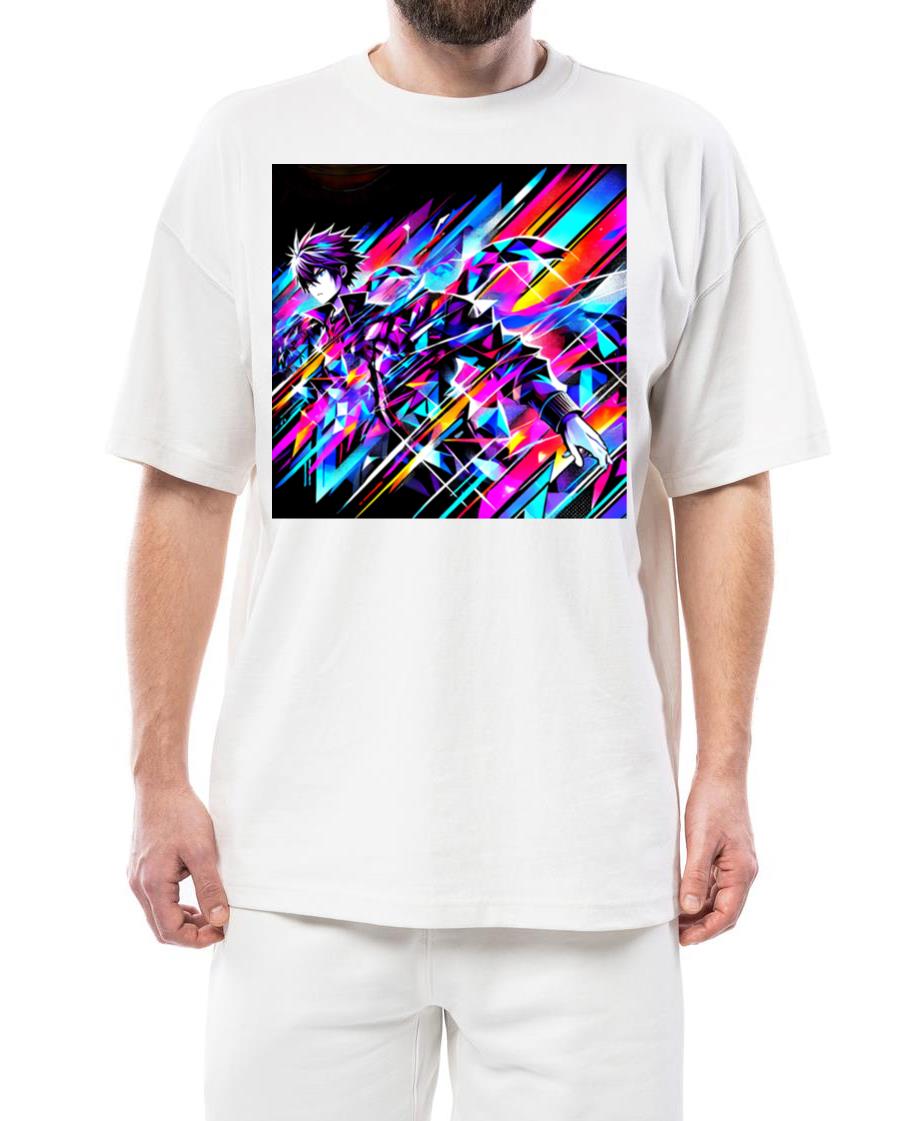 _Geometric Anime Fusion - Vibrant Otaku Art_ - Unisex Standard T-Shirt