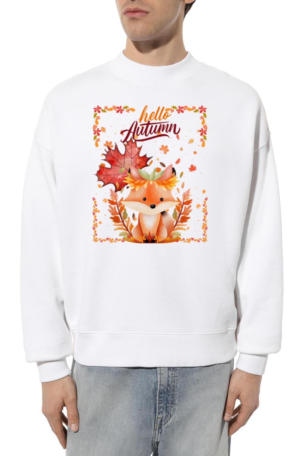 _Hello Autumn - Adorable Baby Fox_ - Unisex Sweatshirt