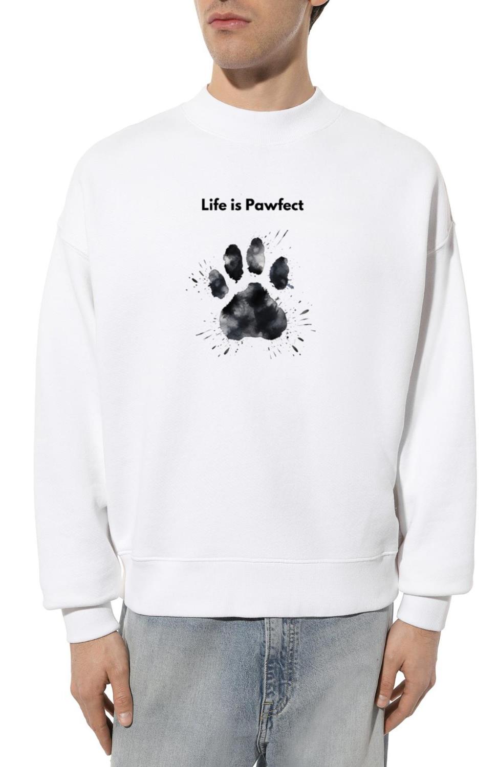 _Life is Pawfect_ with Dog's Paw Print - Unisex Sweatshirt