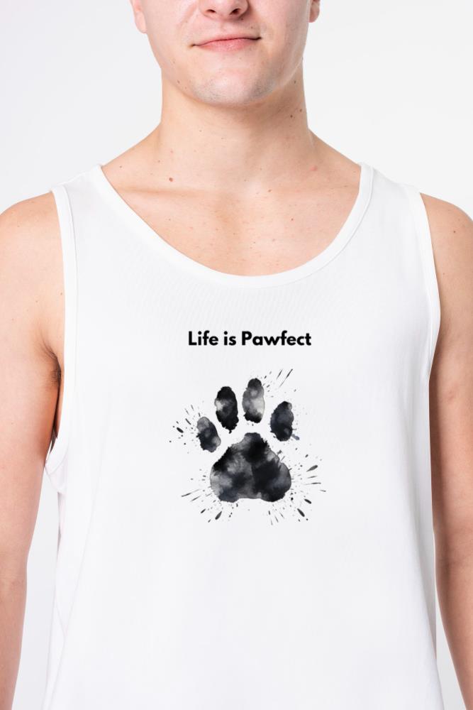 _Life is Pawfect_ with Dog's Paw Print - Unisex Tank Top