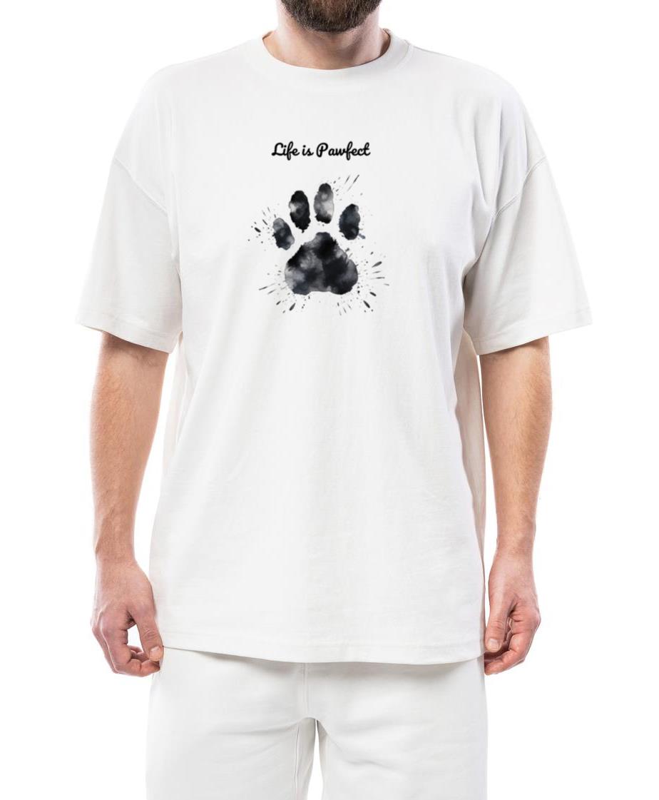 _Life is Pawfect_ with Dog's Paw Print_1 - Unisex Standard T-Shirt