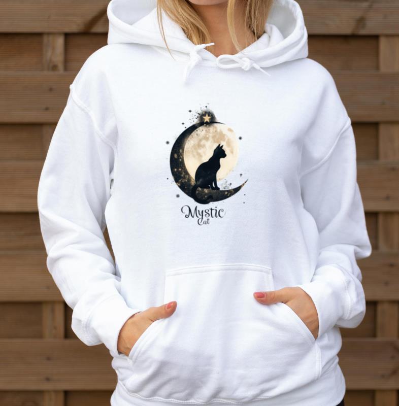 _Mystic Cat - Moonlit Enchantment Design_ - Unisex Hoodie