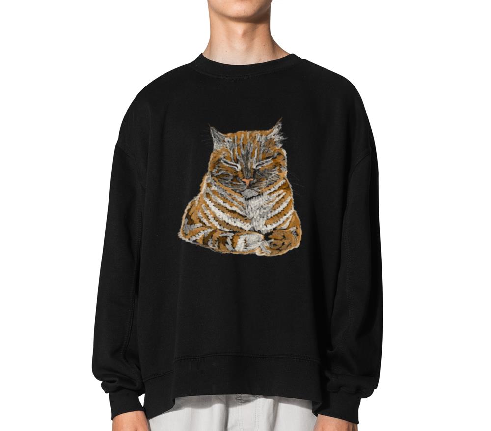 _Orange Sleepy Cat_ Jamie's Hand-Drawn Collection - Unisex Sweatshirt