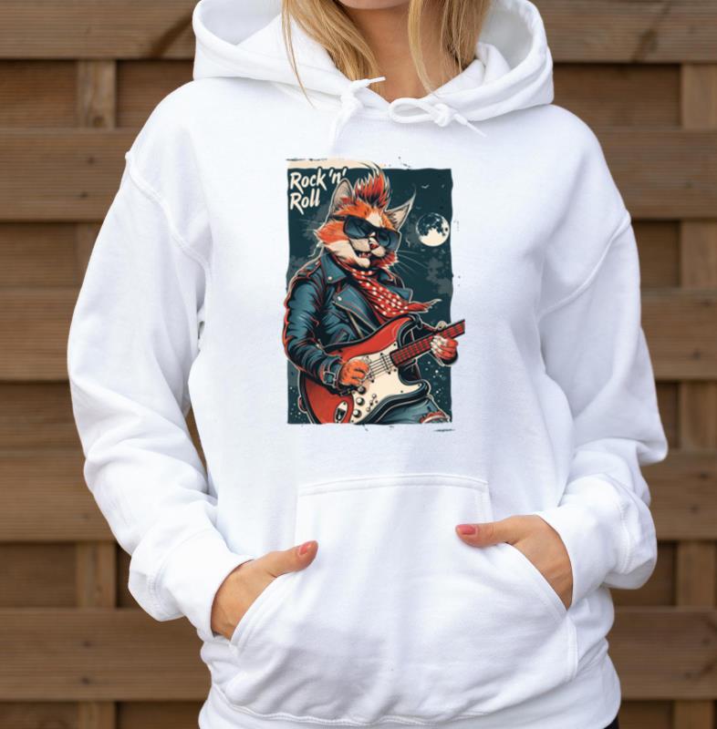 _Rock 'n' Roll Cat - Cool Cat Guitar Design_ - Unisex Hoodie