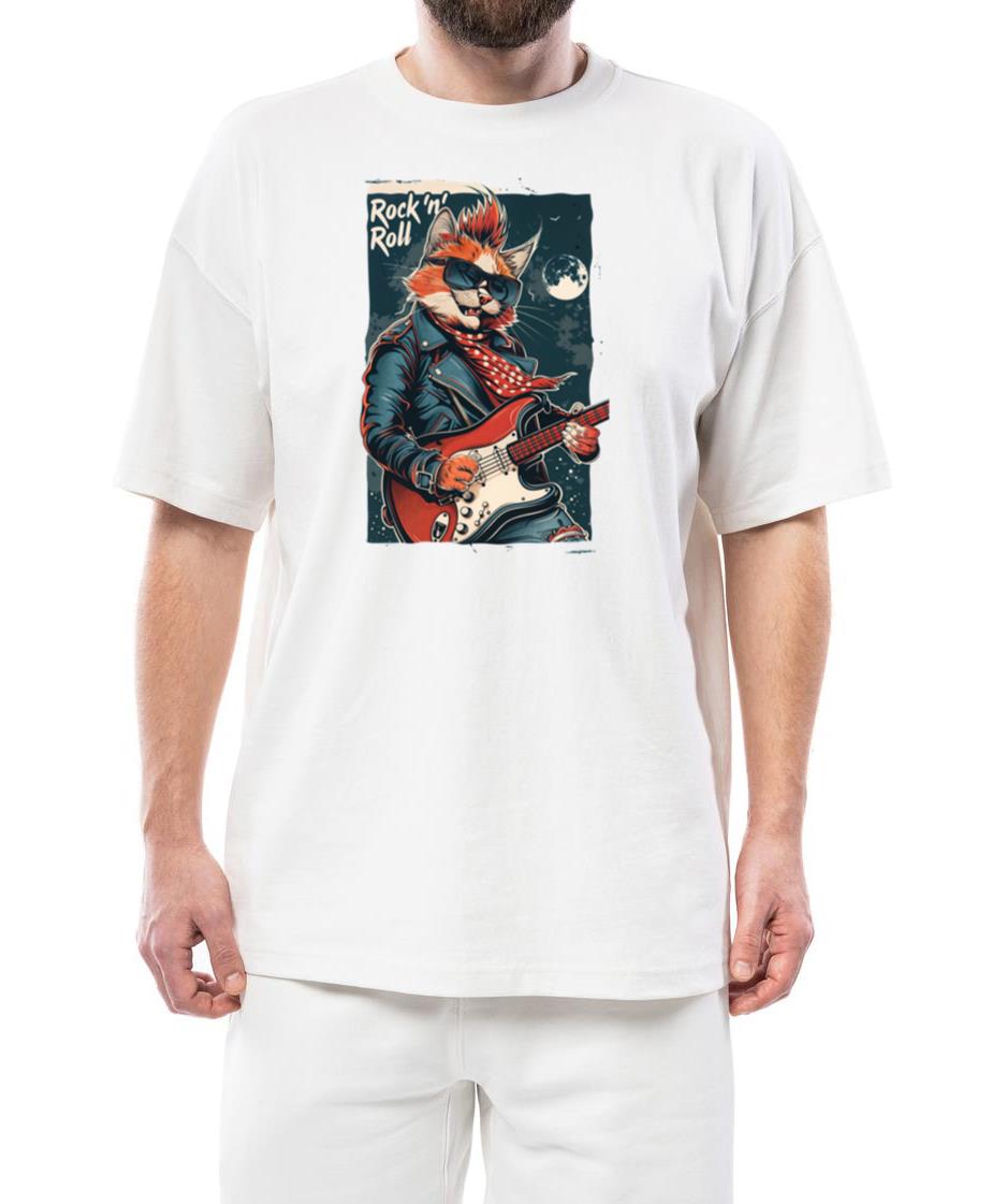 _Rock 'n' Roll Cat - Cool Cat Guitar Design_ - Unisex Standard T-Shirt