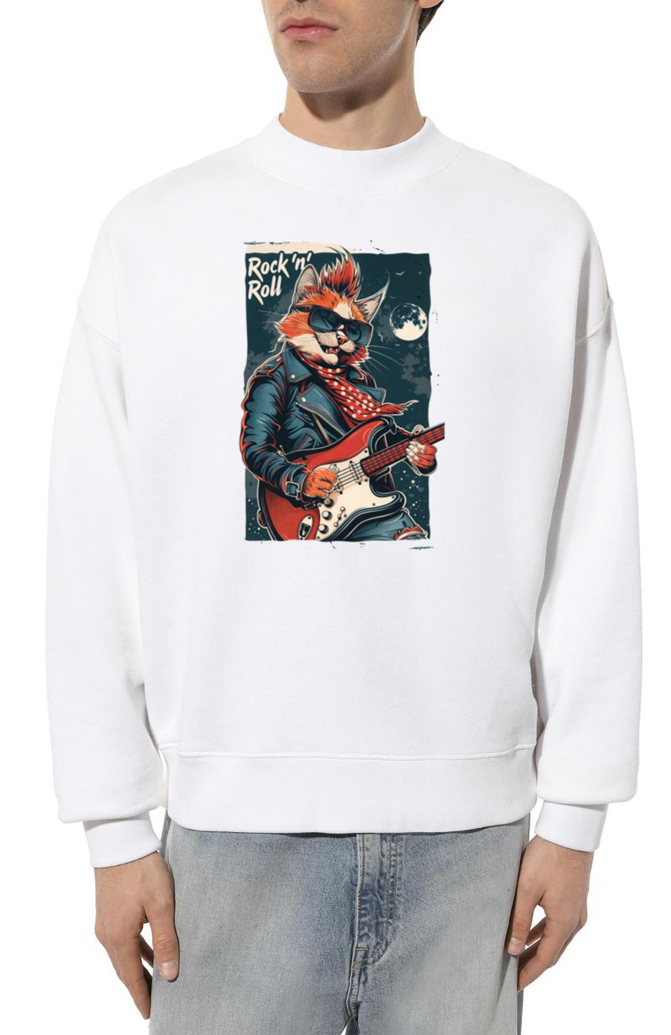 _Rock 'n' Roll Cat - Cool Cat Guitar Design_ - Unisex Sweatshirt