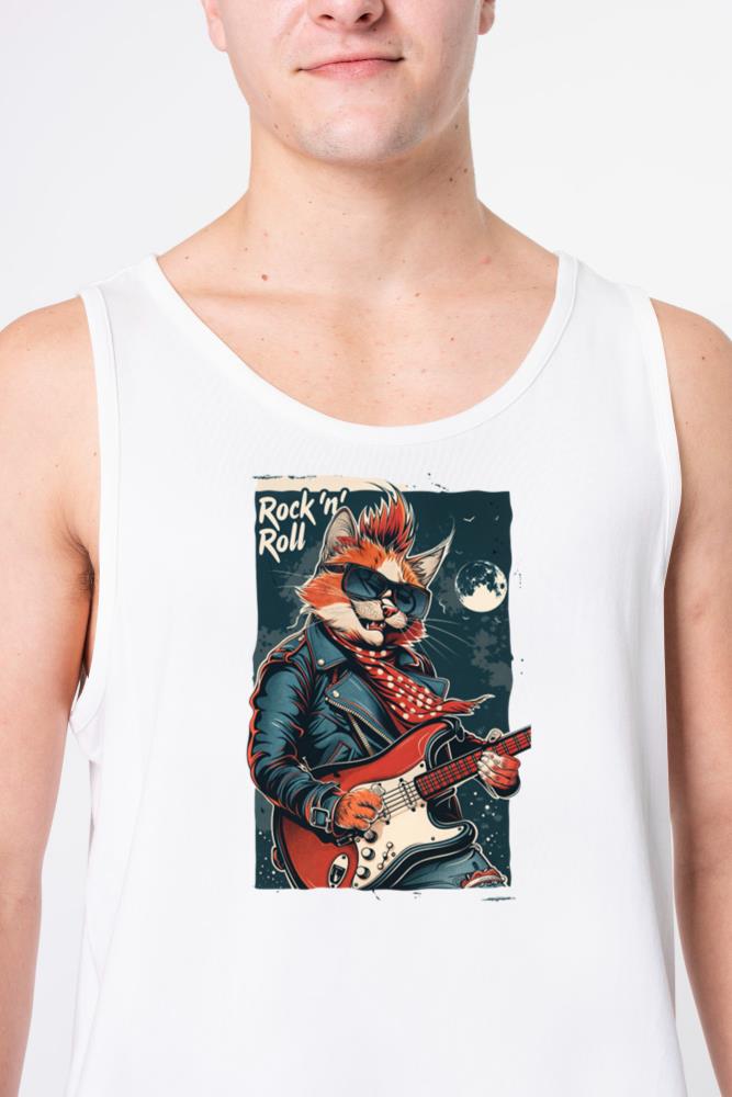 _Rock 'n' Roll Cat - Cool Cat Guitar Design_ - Unisex Tank Top