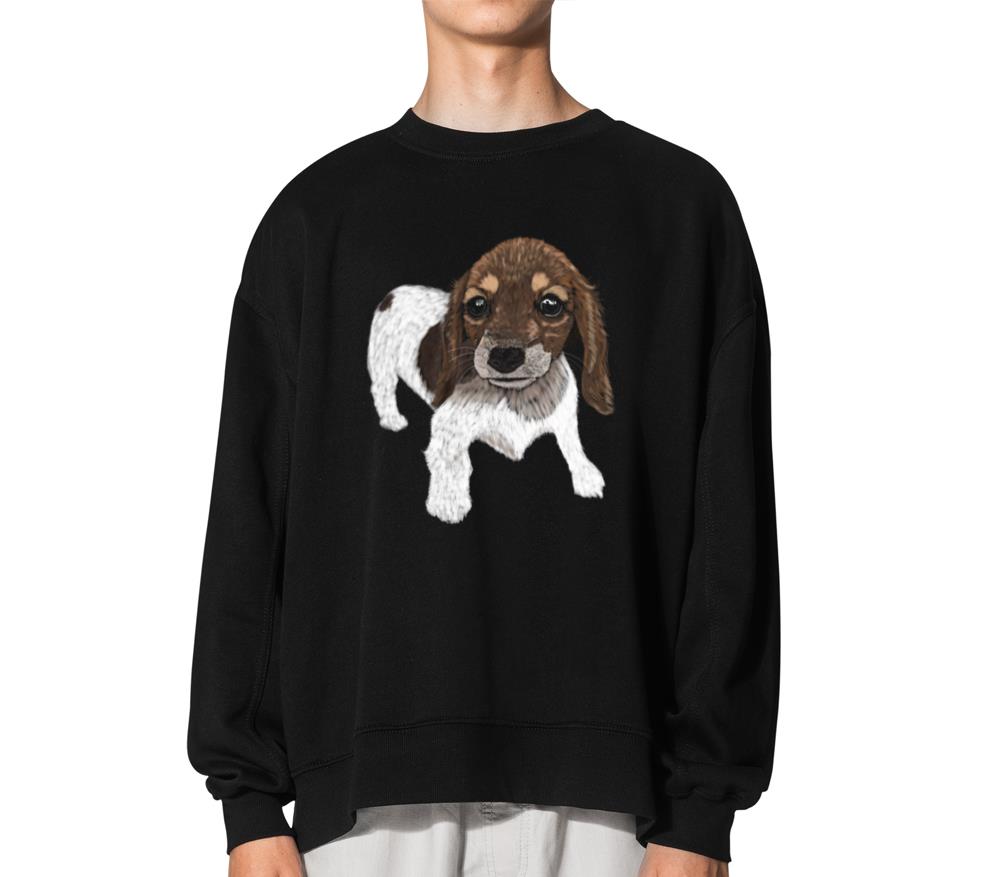 _Small Hound Pup_ Jamie's Hand-Drawn Collection - Unisex Sweatshirt