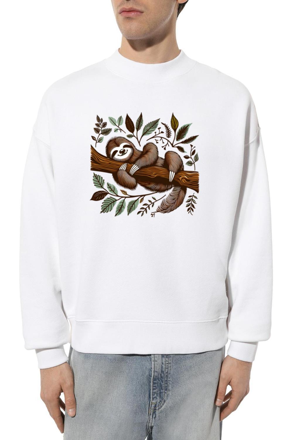 A sloth is sleeping on a tree branch T-shirt . - Unisex Sweatshirt