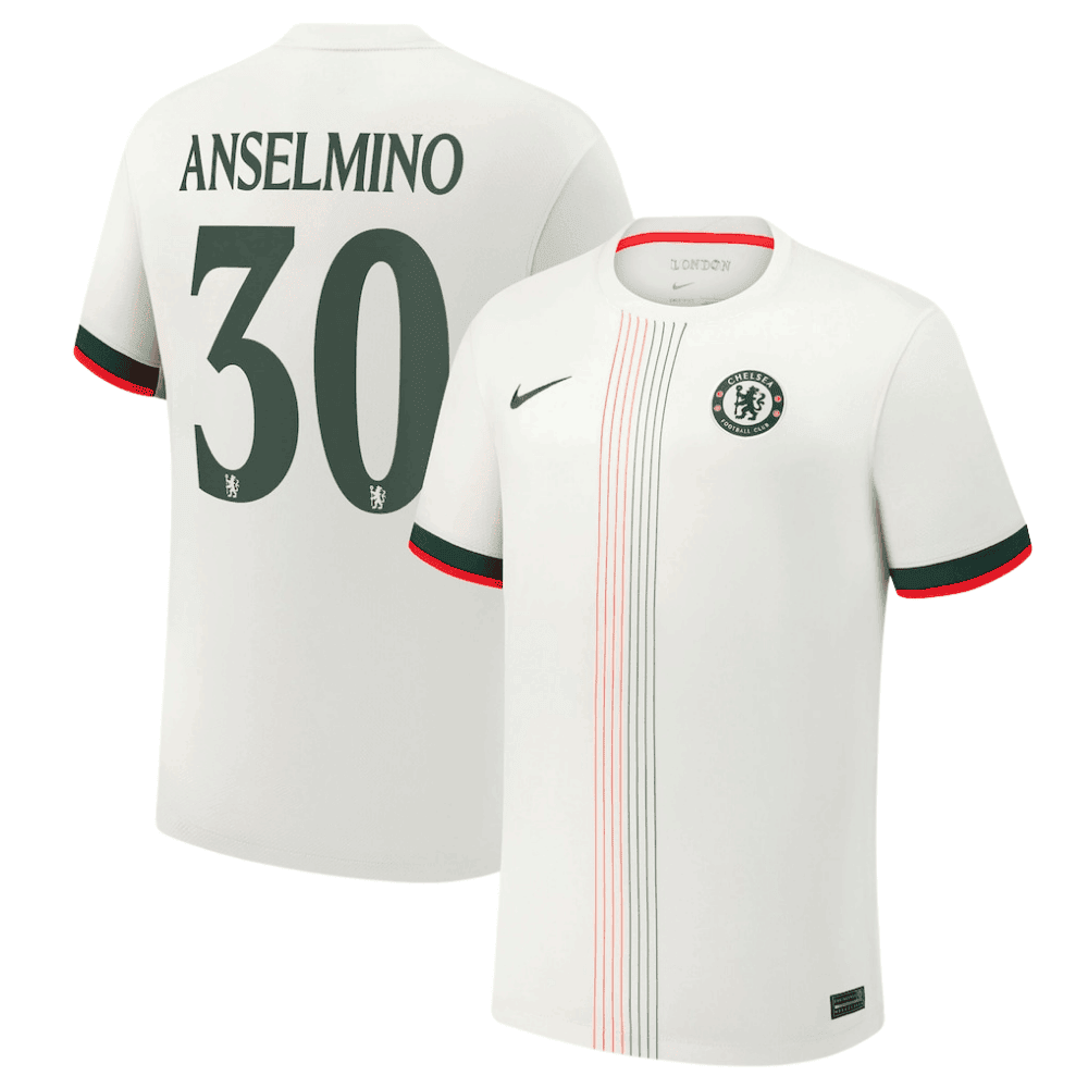 Aarn Anselmino 30 Chelsea 2025/26 Cup Away Men Jersey - White