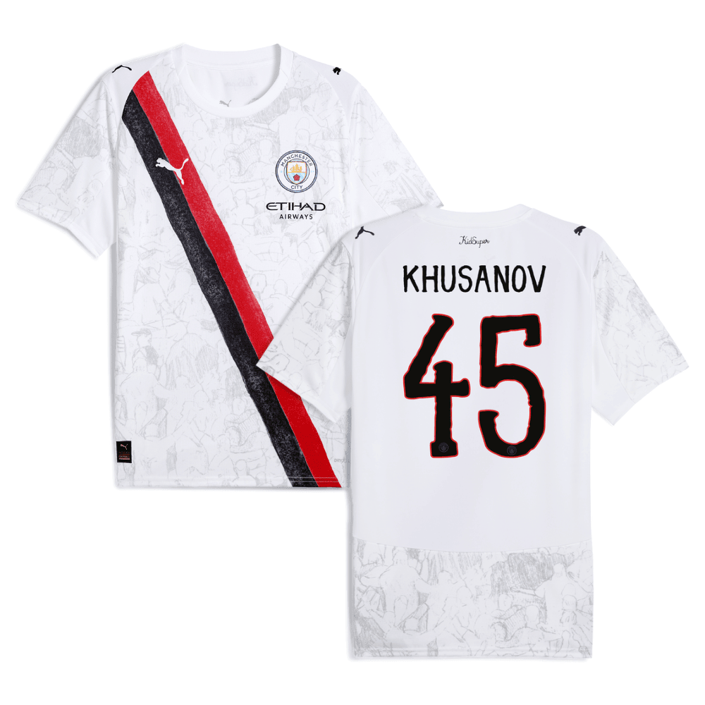 Abdukodir Khusanov 45 Manchester City x KidSuper 2025/26 Men Jersey - White
