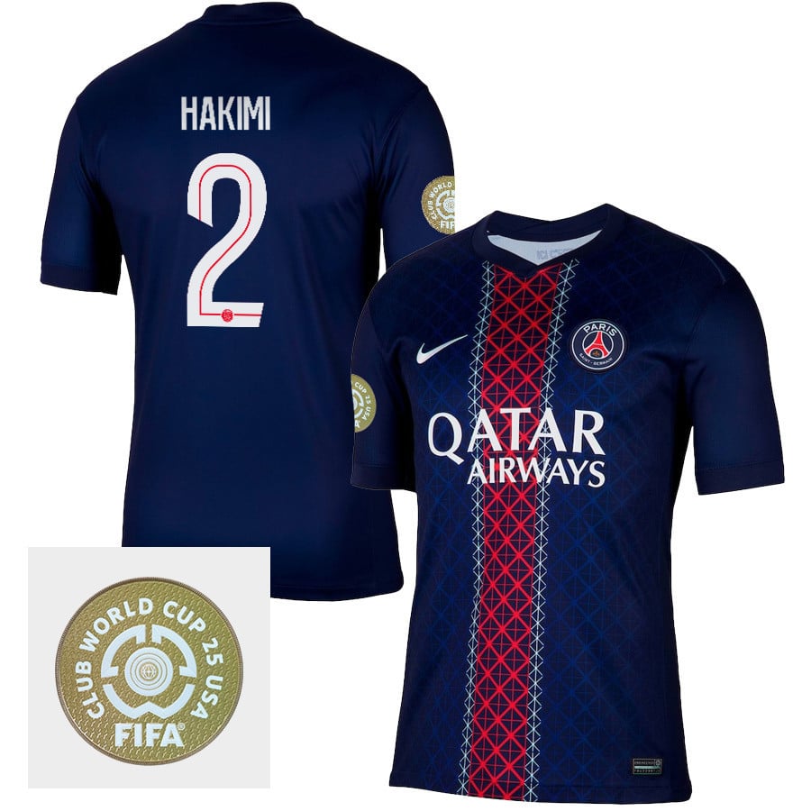 Achraf Hakimi 2 Paris Saint-Germain 2025/26 FIFA Club World Cup 25 USA Patch Home Men Jersey - Navy