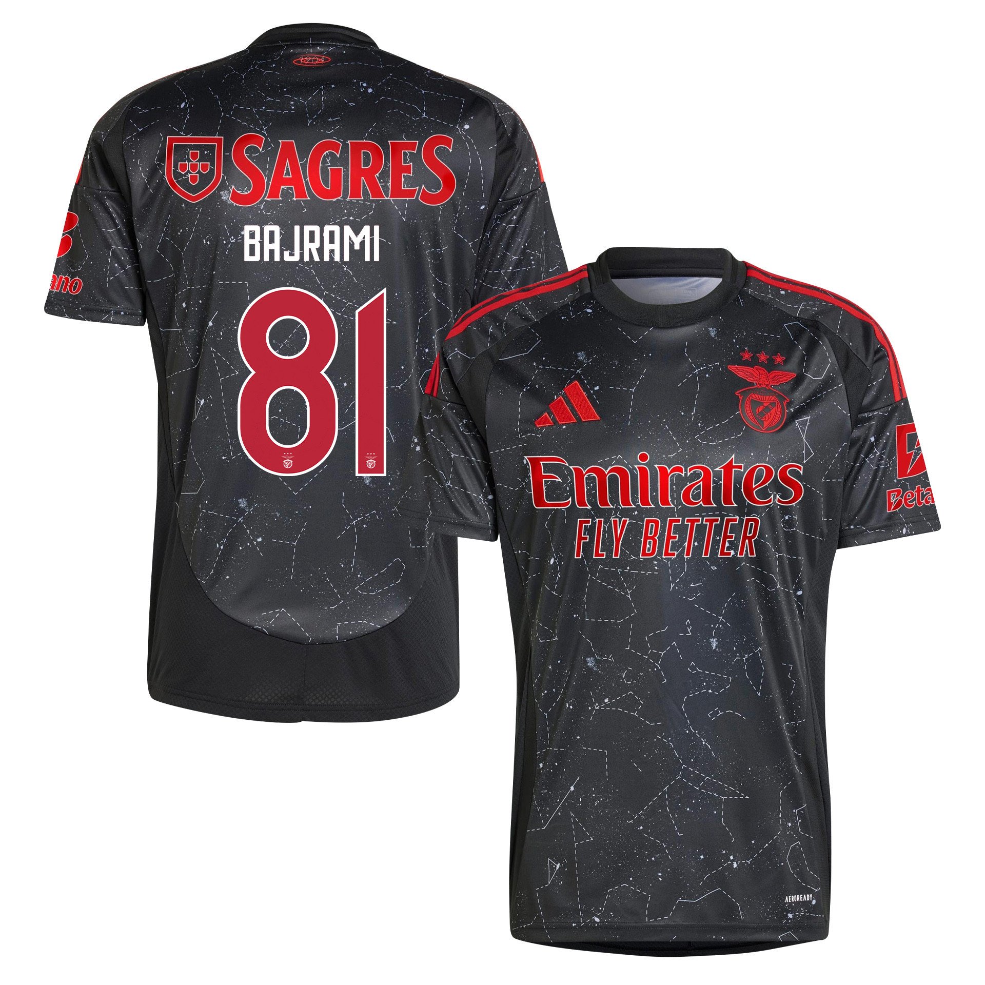 Adrian Bajrami 81 S.L. Benfica 2024/25 Away Men Jersey - Black