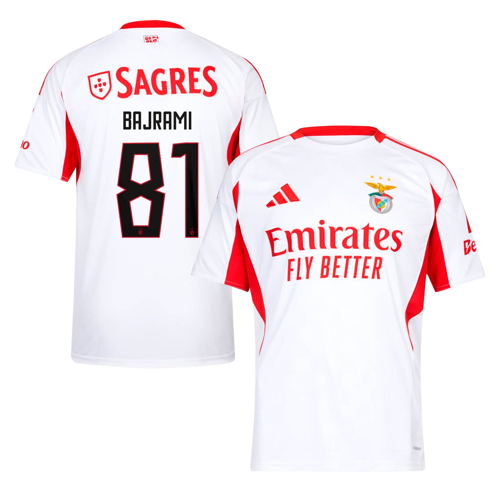 Adrian Bajrami 81 SL Benfica 2025/26 Away Men Jersey - White