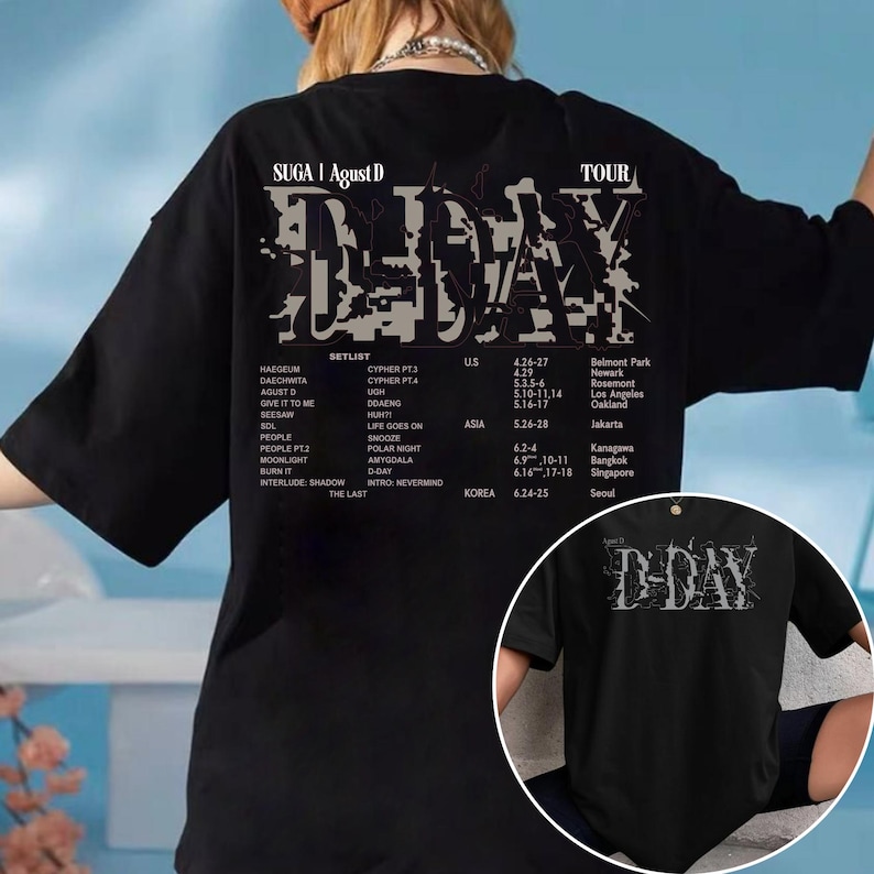 Agust D D Day Tour T-Shirt, Suga D Day Album Setlist Shirt, Agust D World Tour Shirt