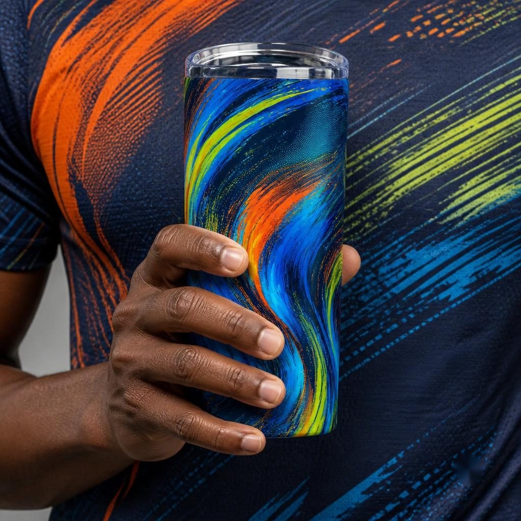 Dynamic Energy Motion Abstract Tumblers for Active Lifestyles