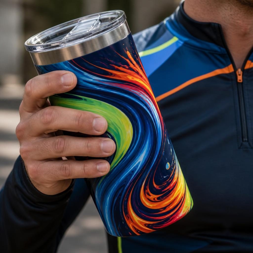 Dynamic Energy Motion Abstract Tumblers for Active Lifestyles