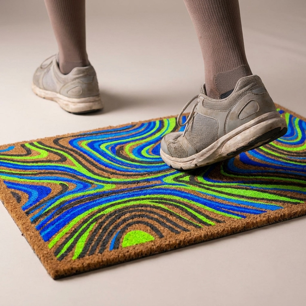 Energetic Motion Pulse Doormat with Vibrant Abstract Design