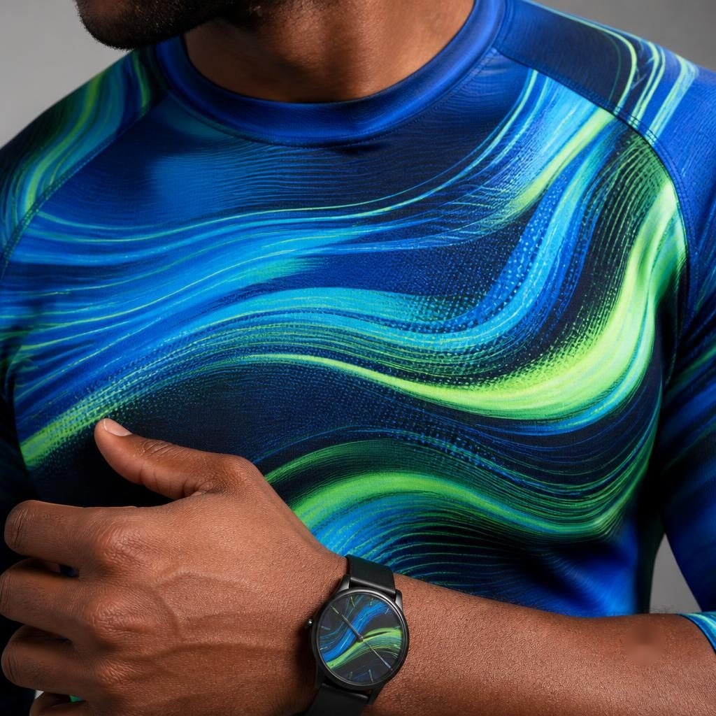Dynamic Pulse Motion Print Slim Leather Watch