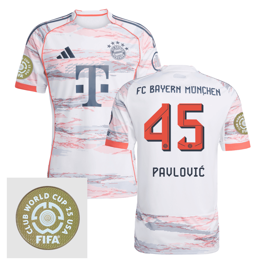 Aleksandar Pavlovi 45 Bayern Munich 2025/26 FIFA Club World Cup 25 USA Patch Away Men Jersey - White