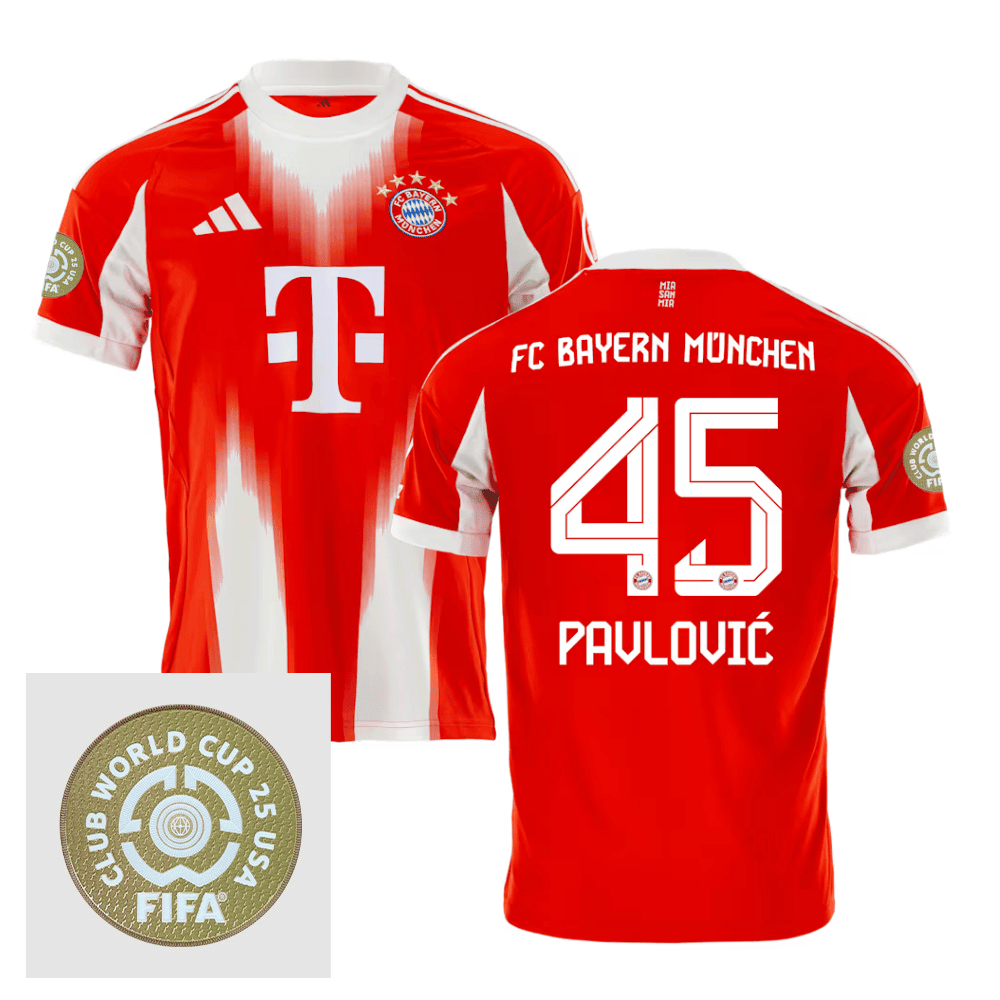 Aleksandar Pavlovi 45 Bayern Munich 2025/26 FIFA Club World Cup 25 USA Patch Home Men Jersey - Red