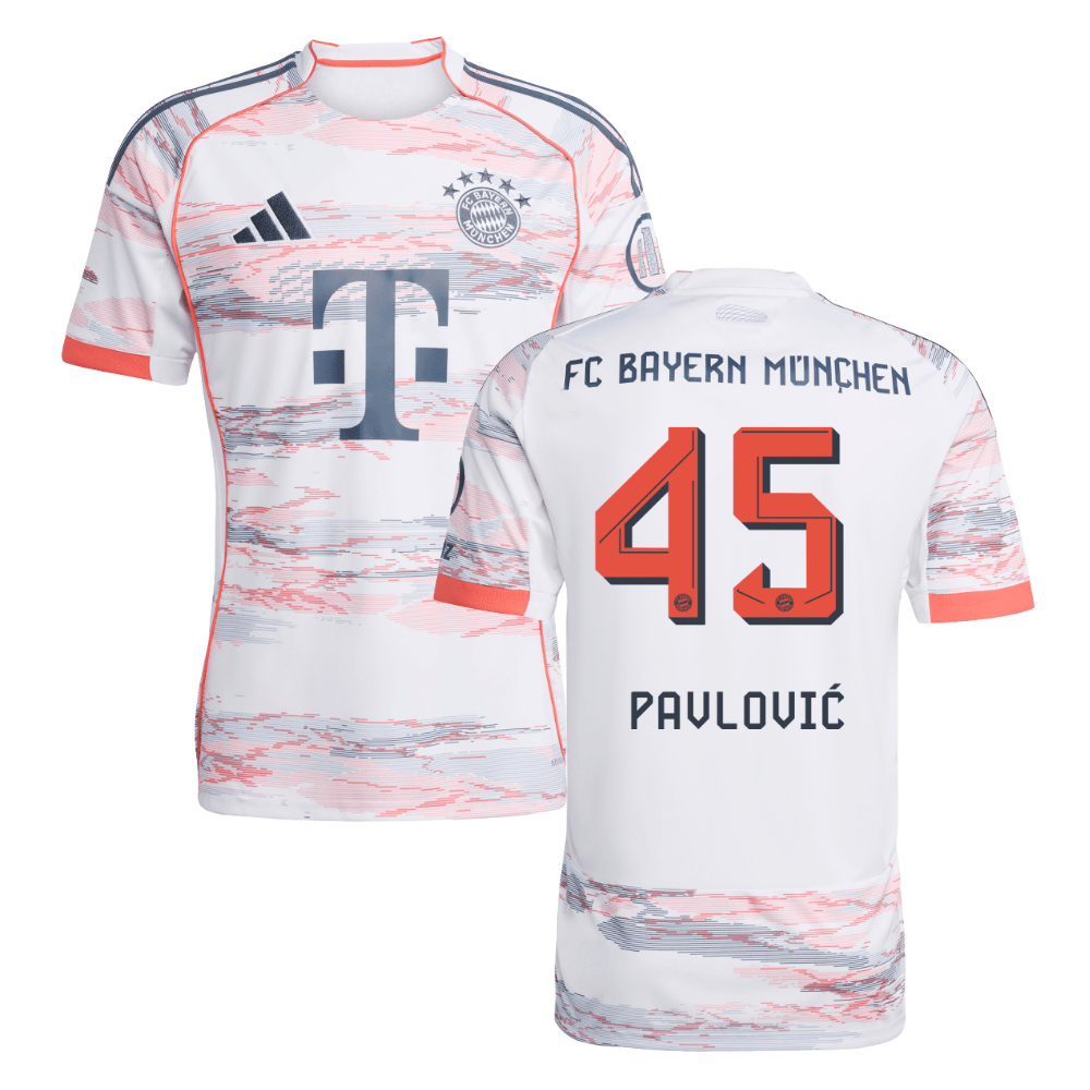 Aleksandar Pavlovic #45 Bayern Munich 2025-26 Away Men Jersey - White
