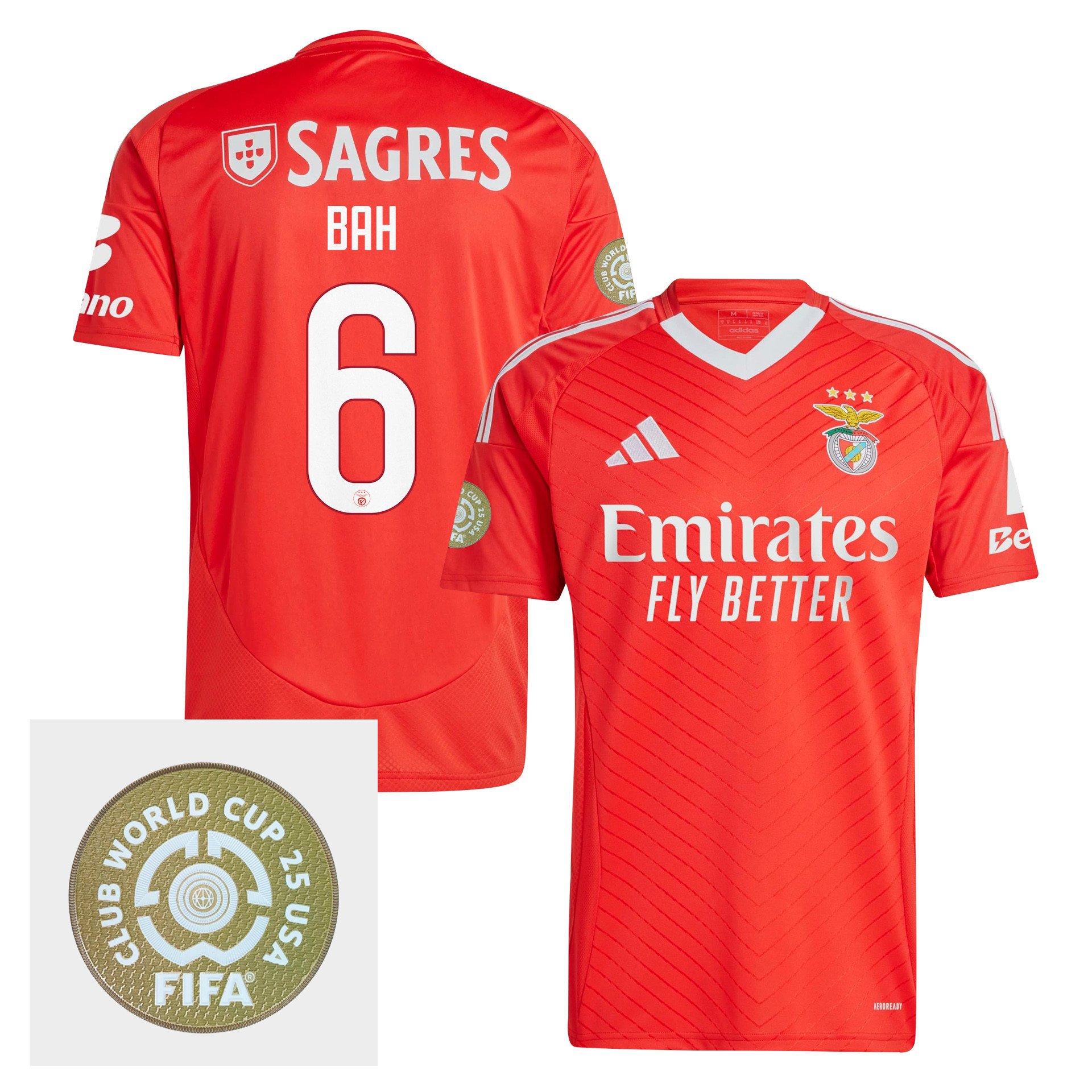 Alexander Bah 6 S.L. Benfica 2024/25 FIFA Club World Cup 25 USA Patch Home Men Jersey - Red