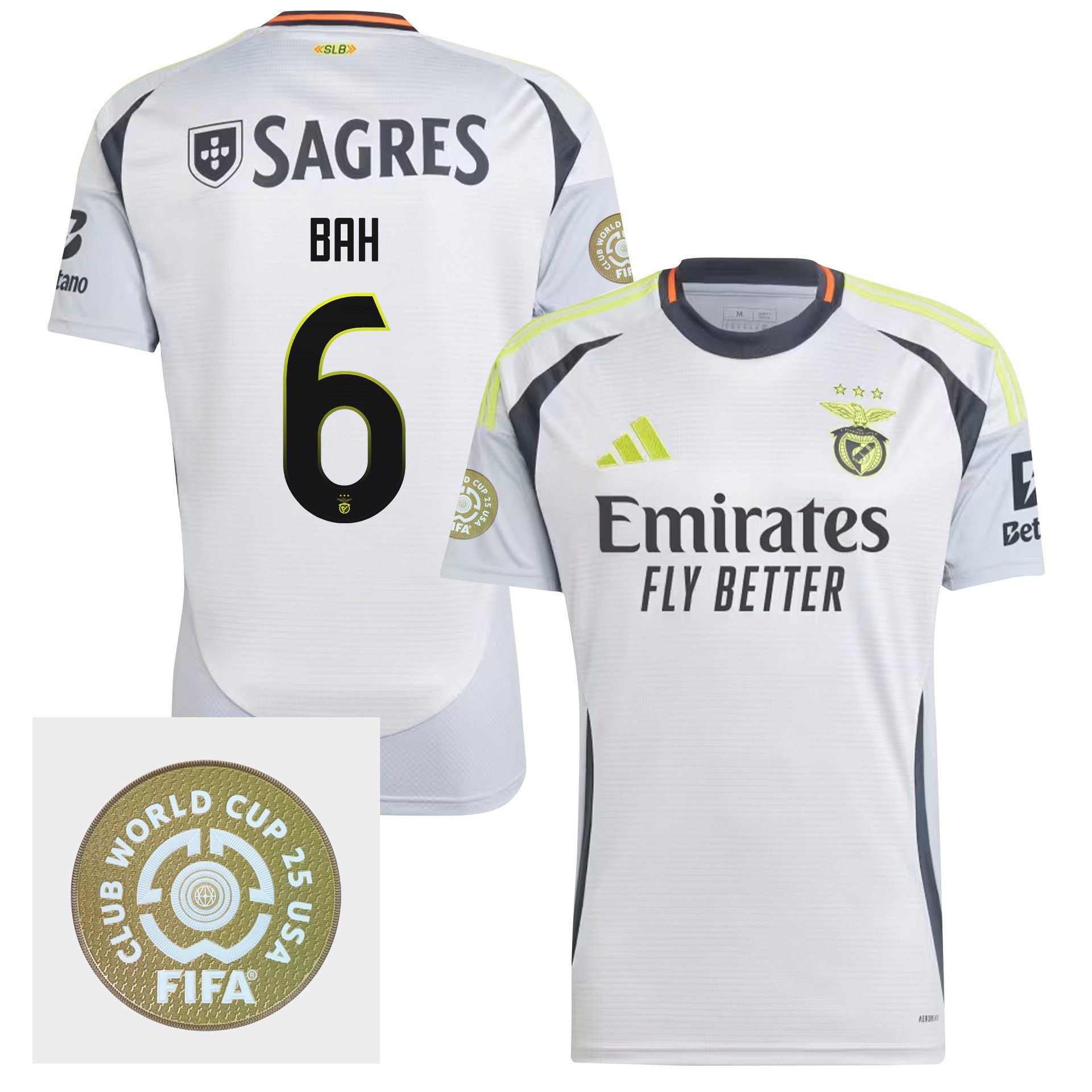 Alexander Bah 6 S.L. Benfica 2024/25 FIFA Club World Cup 25 USA Patch Third Men Jersey - White