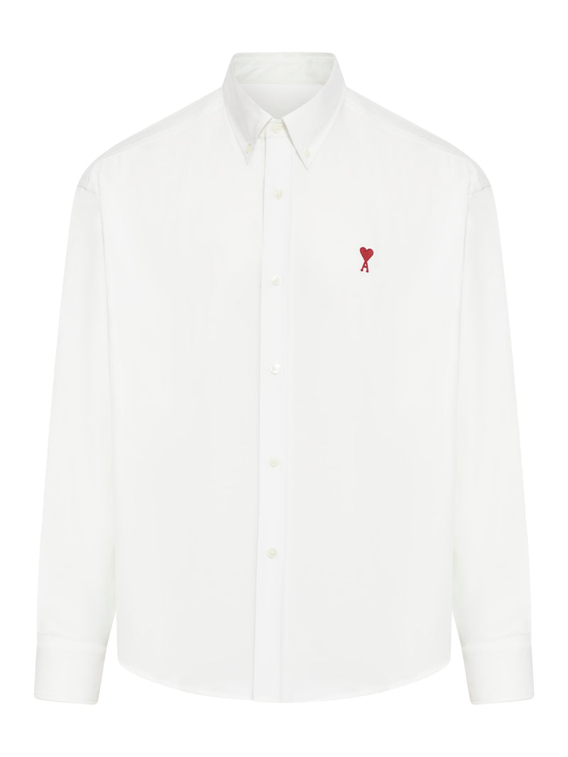 Ami Paris WHITE COTTON BUTTON-DOWN AMI DE COEUR SHIRT