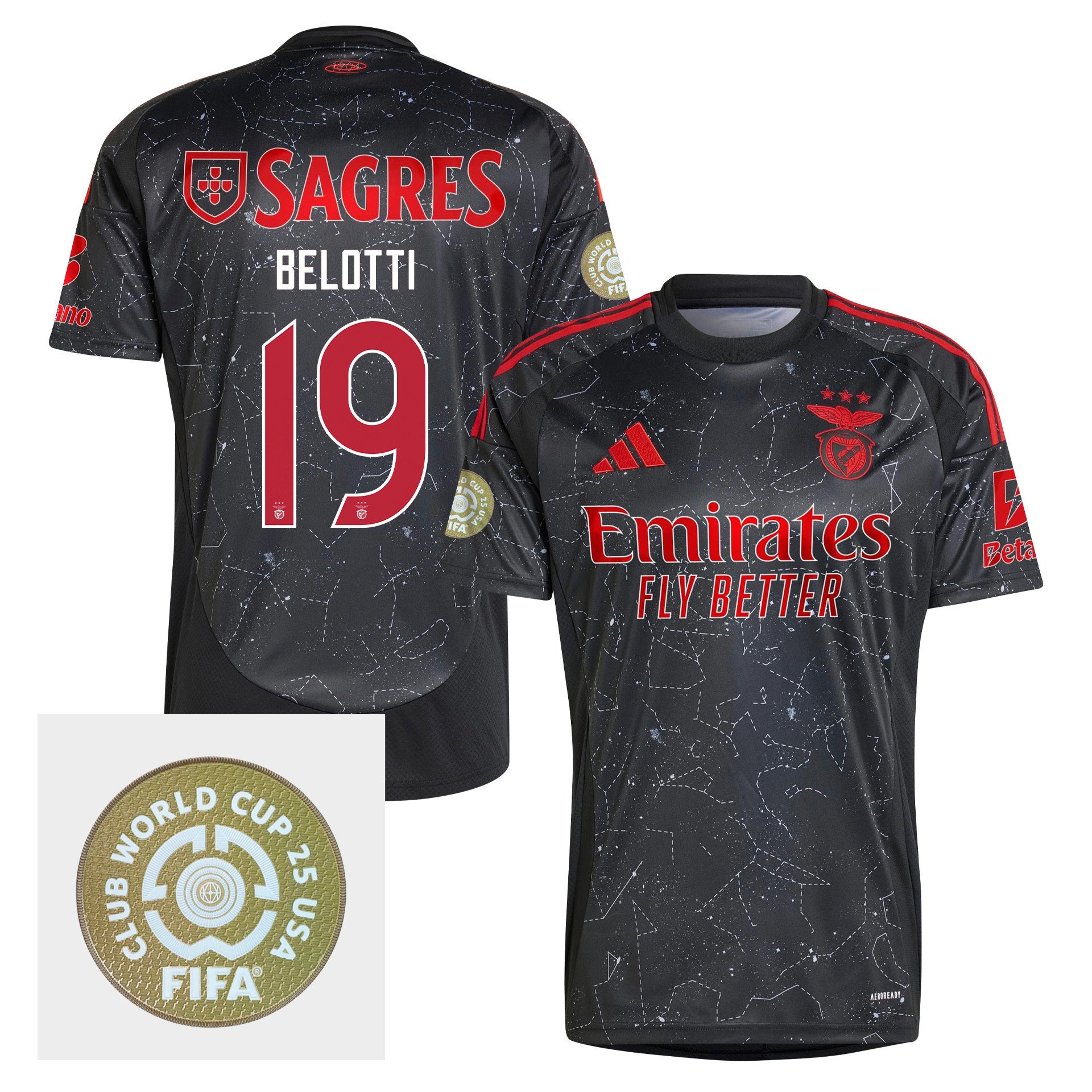 Andrea Belotti 19 S.L. Benfica 2024/25 FIFA Club World Cup 25 USA Patch Away Men Jersey - Black