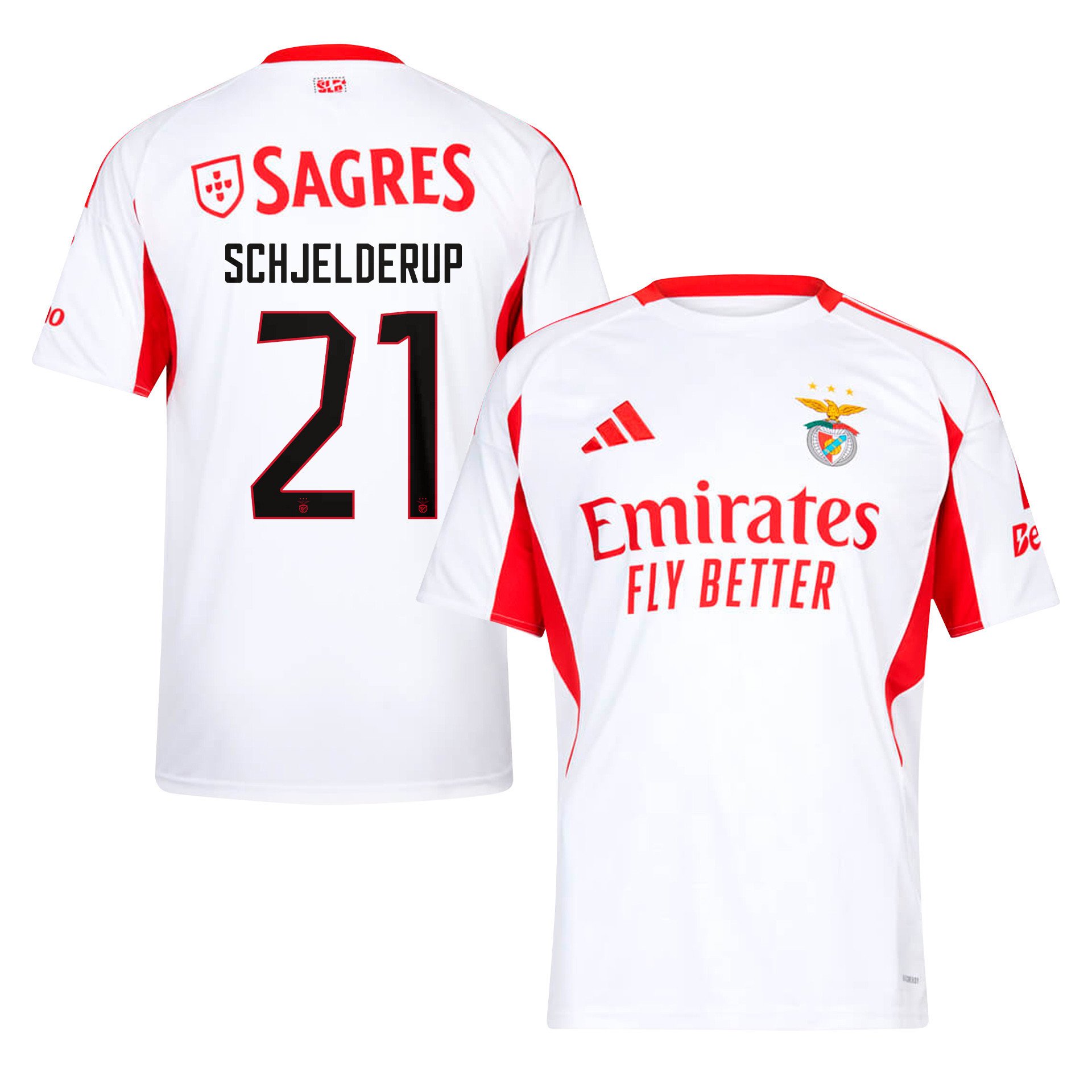 Andreas Schjelderup 21 SL Benfica 2025/26 Away Men Jersey - White