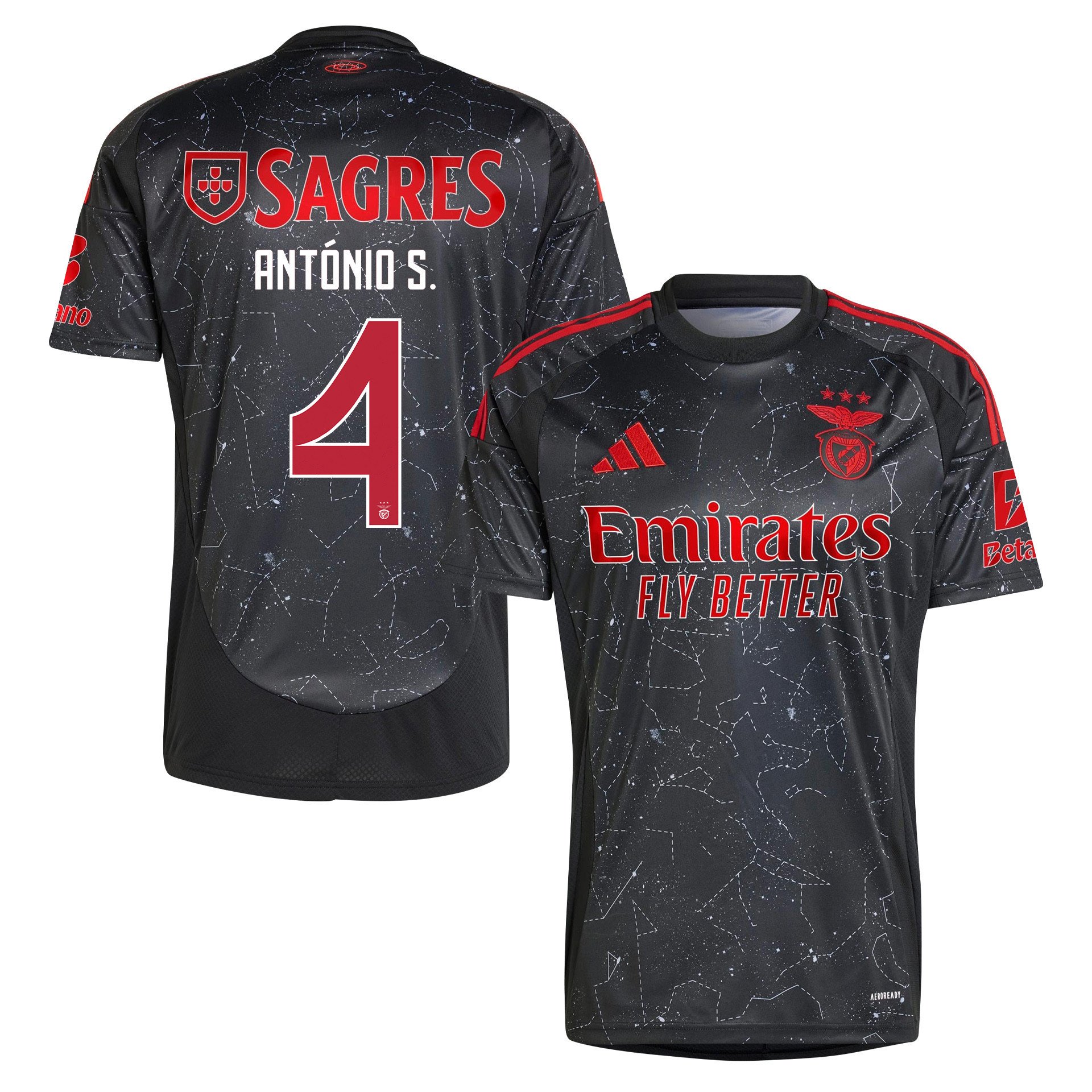 Antnio Silva 4 S.L. Benfica 2024/25 Away Men Jersey - Black