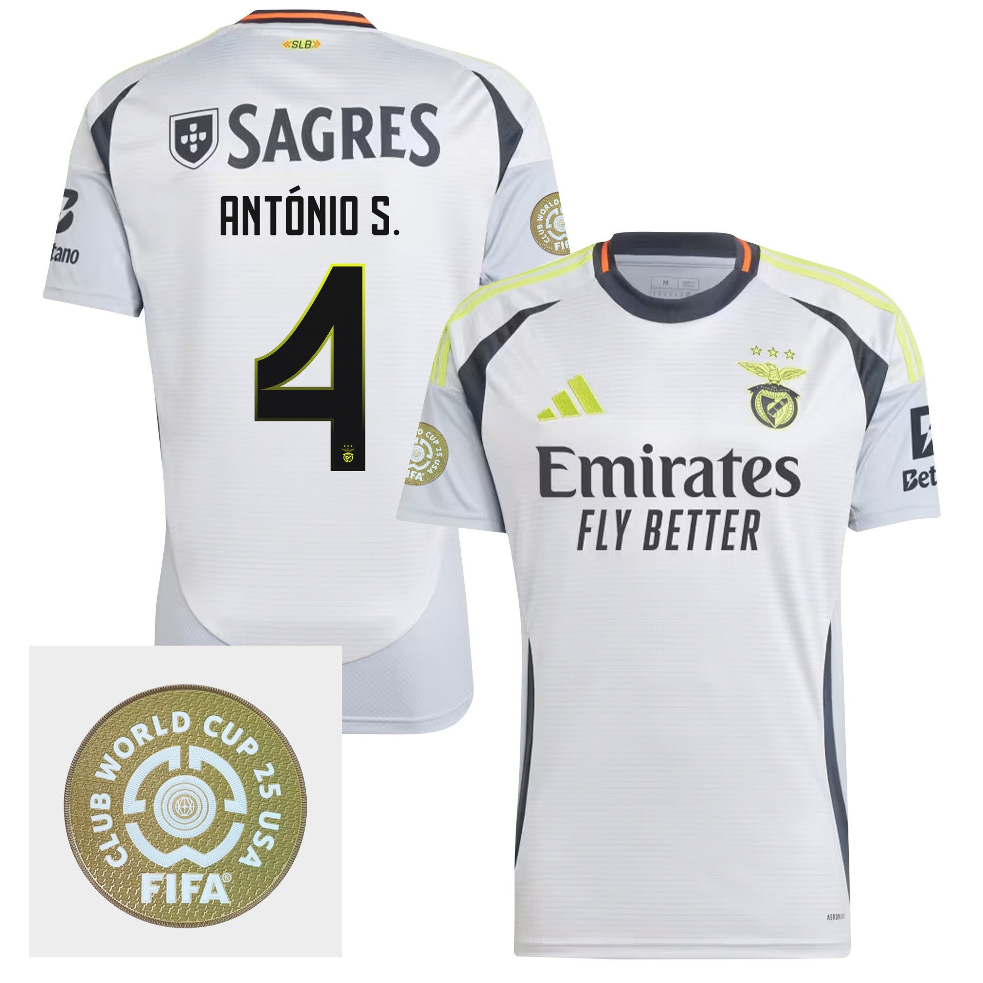 Antnio Silva 4 S.L. Benfica 2024/25 FIFA Club World Cup 25 USA Patch Third Men Jersey - White