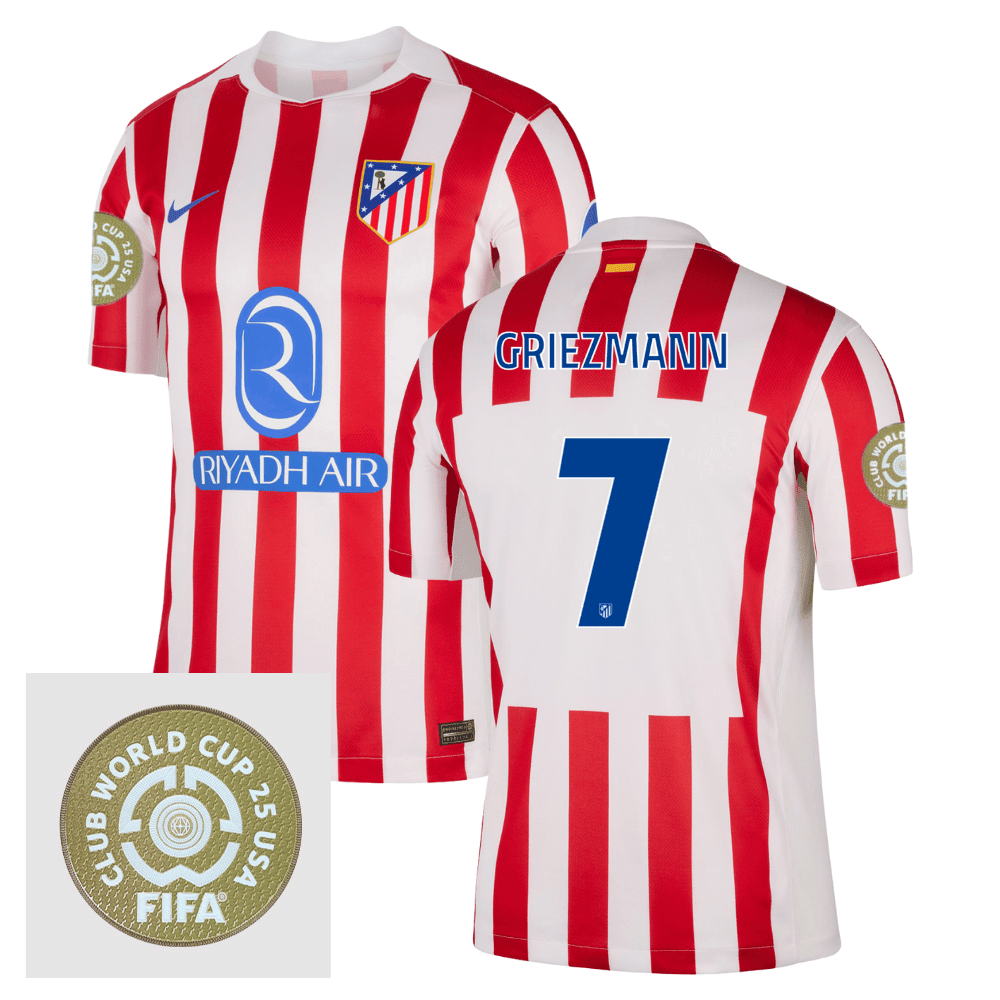 Antoine Griezmann 7 Atltico de Madrid 2025/26 FIFA Club World Cup 25 USA Patch Home Men Jersey - White/Red