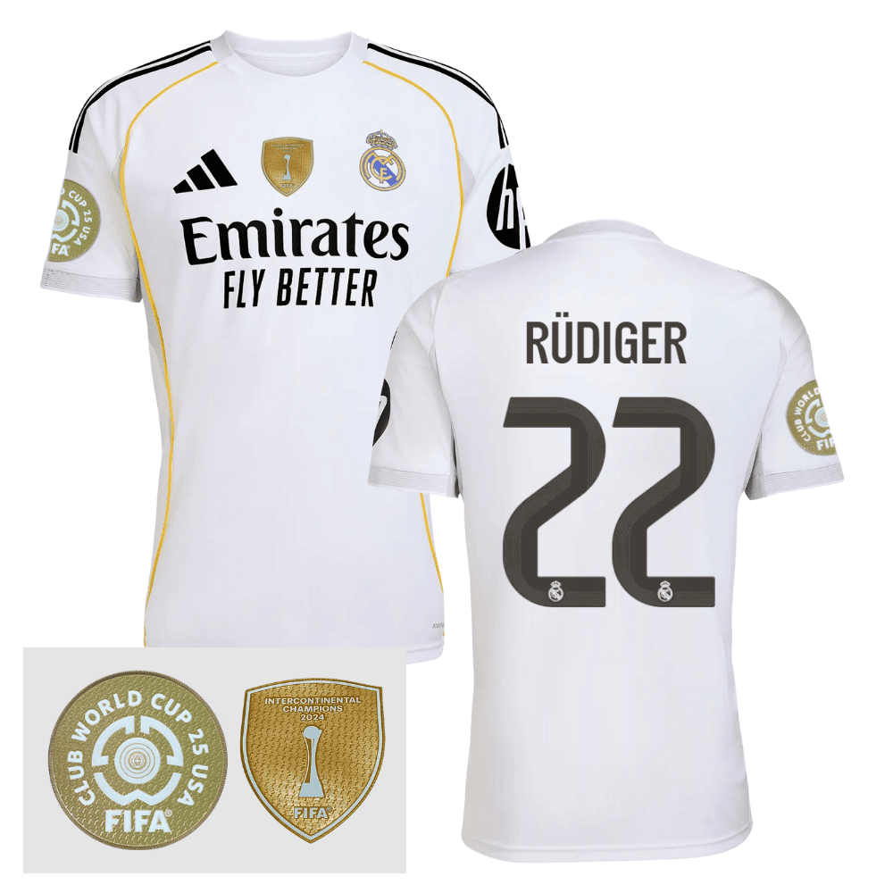 Antonio Rdiger 22 Real Madrid 2025/26 FIFA Club World Cup 25 USA Patch Home Men Jersey - White