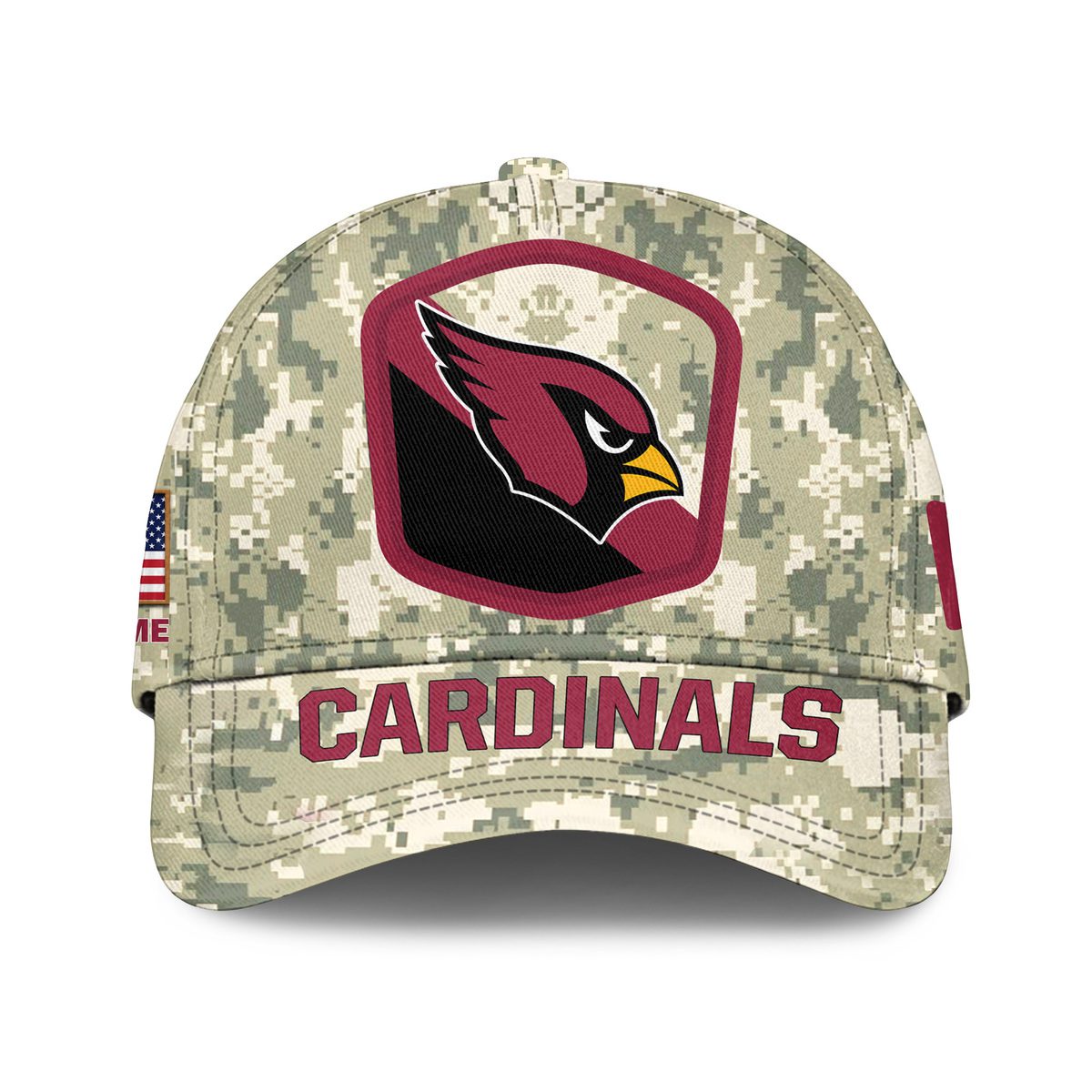 Arizona Cardinals Camo 2023 Salute To Service Personalized Classic Baseball Cap