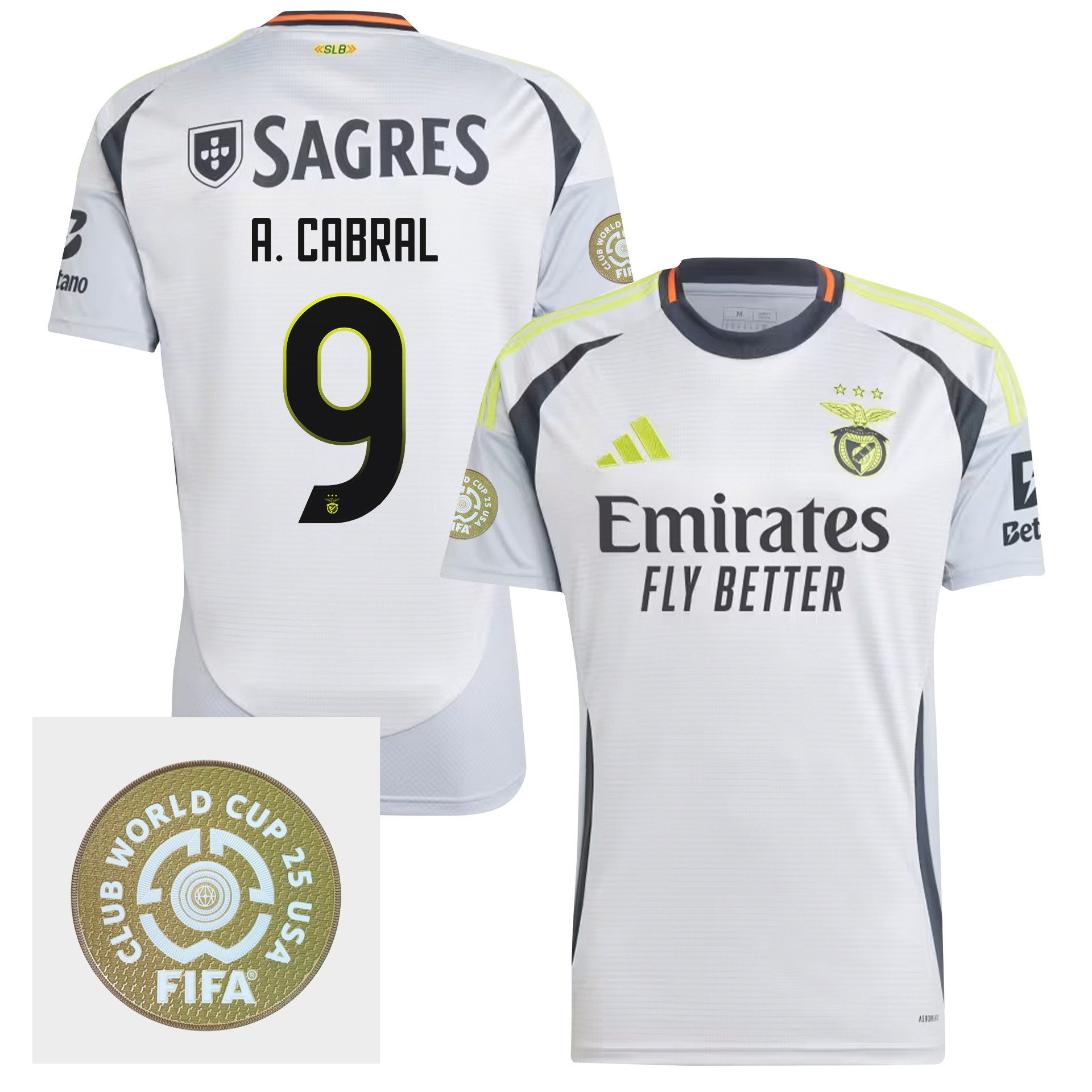 Arthur Cabral 9 S.L. Benfica 2024/25 FIFA Club World Cup 25 USA Patch Third Men Jersey - White