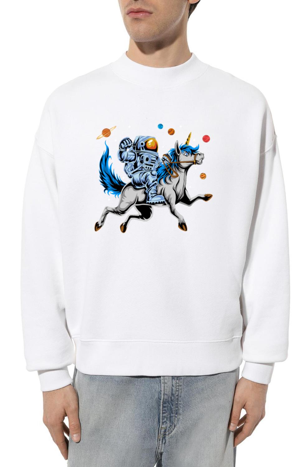 Astronaut riding cute unicorn - Unisex Sweatshirt