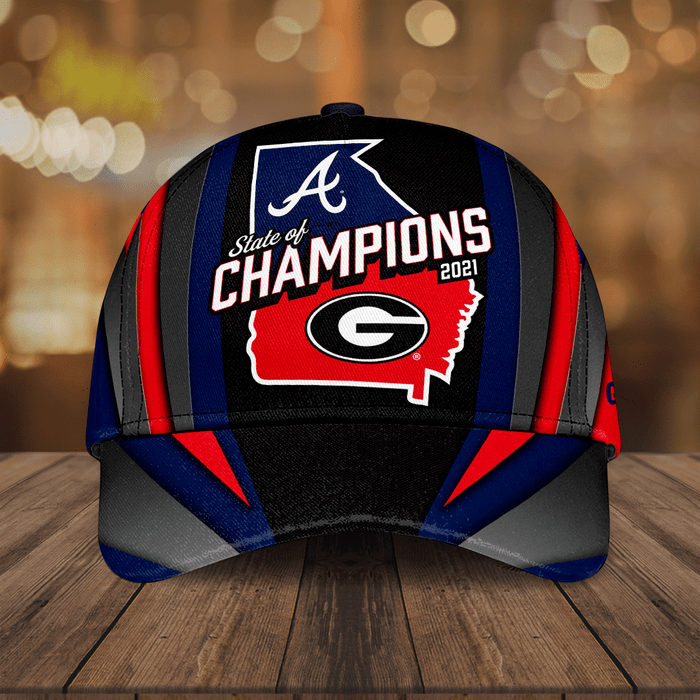 Atlanta Braves x Georgia Bulldogs State Of Champions Classic Baseball Cap Navy Red CNI2136