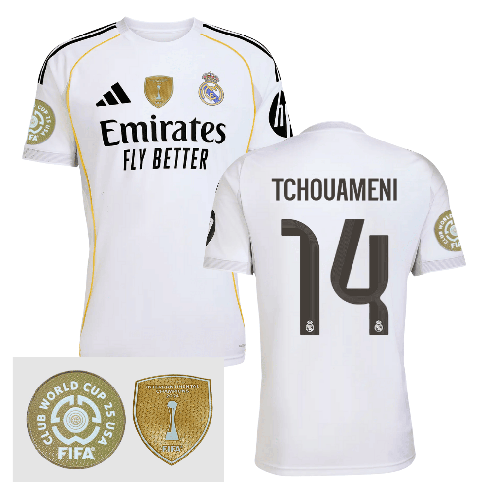Aurlien Tchouamni 14 Real Madrid 2025/26 FIFA Club World Cup 25 USA Patch Home Men Jersey - White