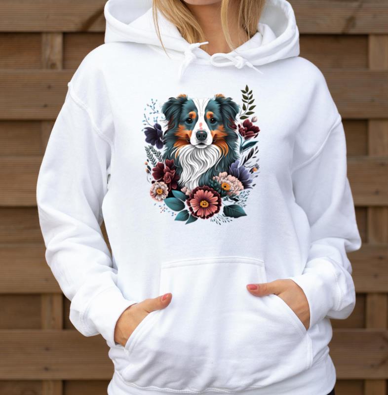 Australian Shepherd Flower Garden Dog Lover - Unisex Hoodie