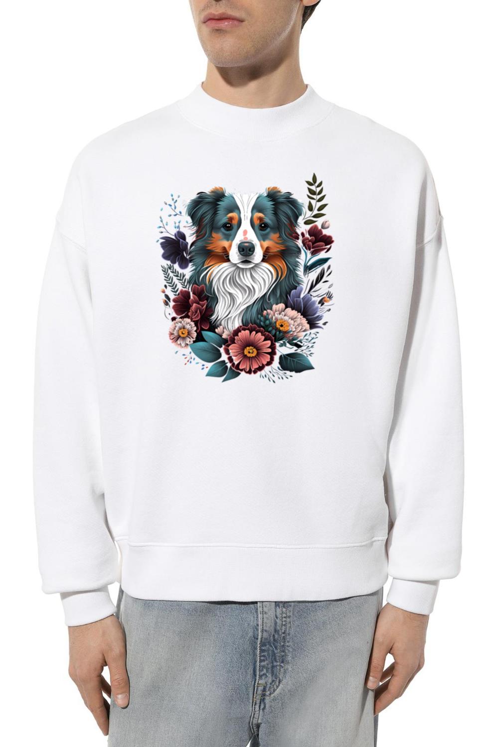 Australian Shepherd Flower Garden Dog Lover - Unisex Sweatshirt