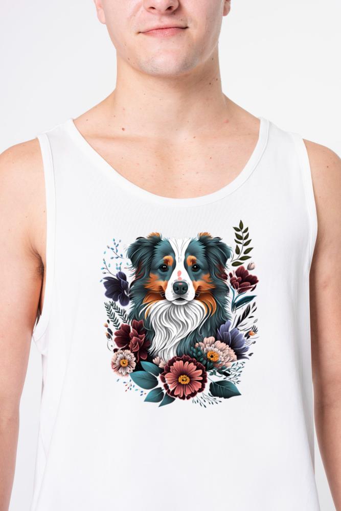 Australian Shepherd Flower Garden Dog Lover - Unisex Tank Top