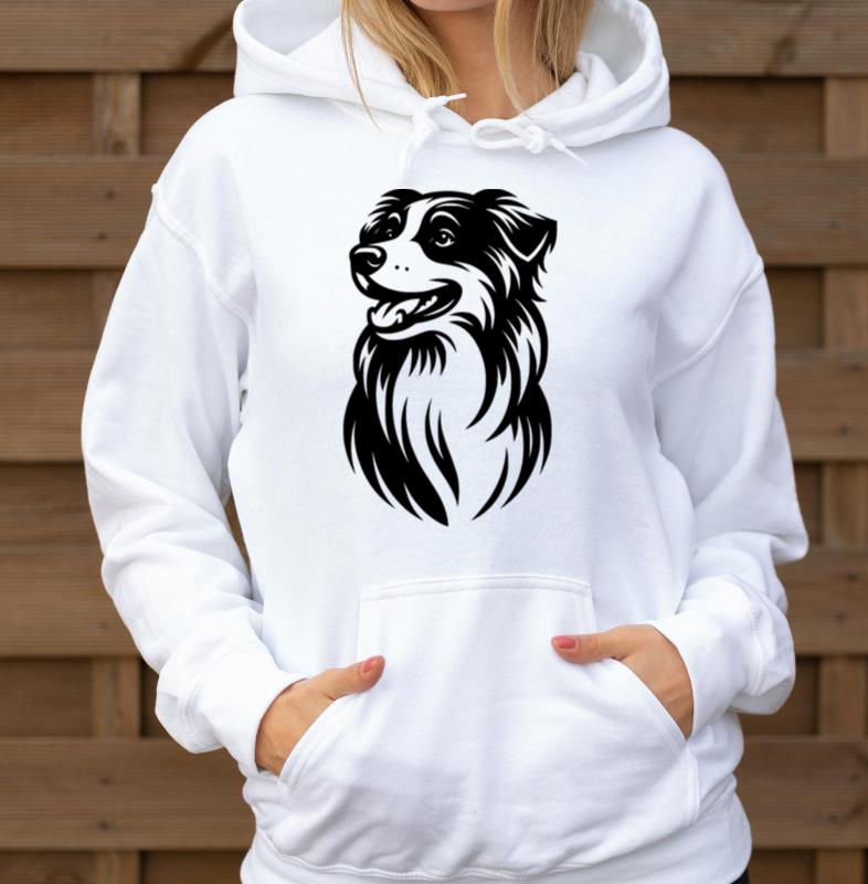 Australian Shepherd Fuzzy Dog Portrait - Unisex Hoodie