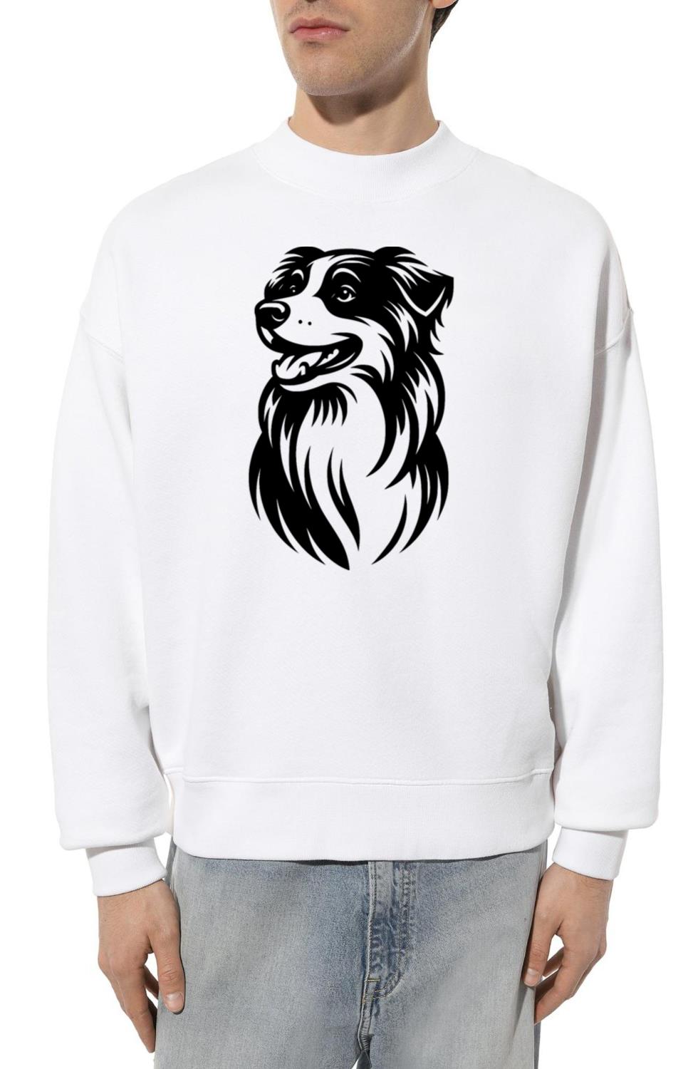 Australian Shepherd Fuzzy Dog Portrait - Unisex Sweatshirt
