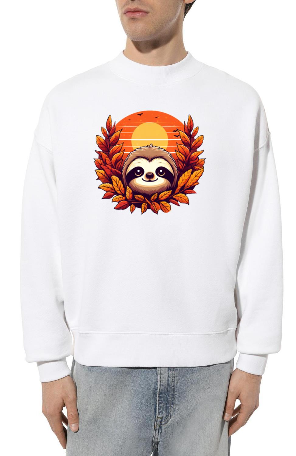 Autumn Sloth with Colorful Foliage_ A cute and - Unisex Sweatshirt