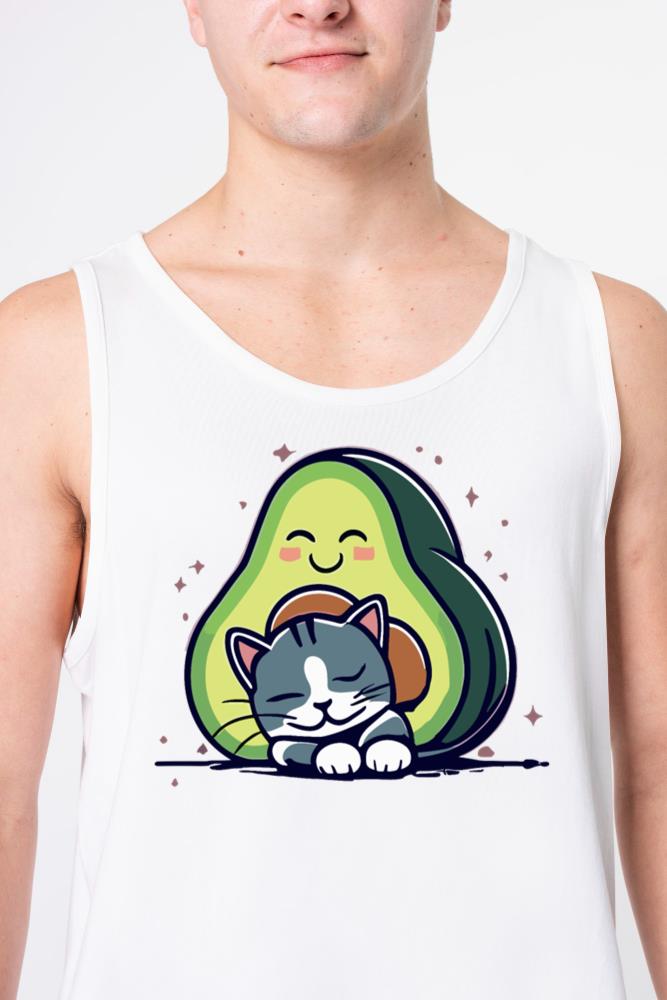 Avocado Sleeping Cat Kawaii - Unisex Tank Top